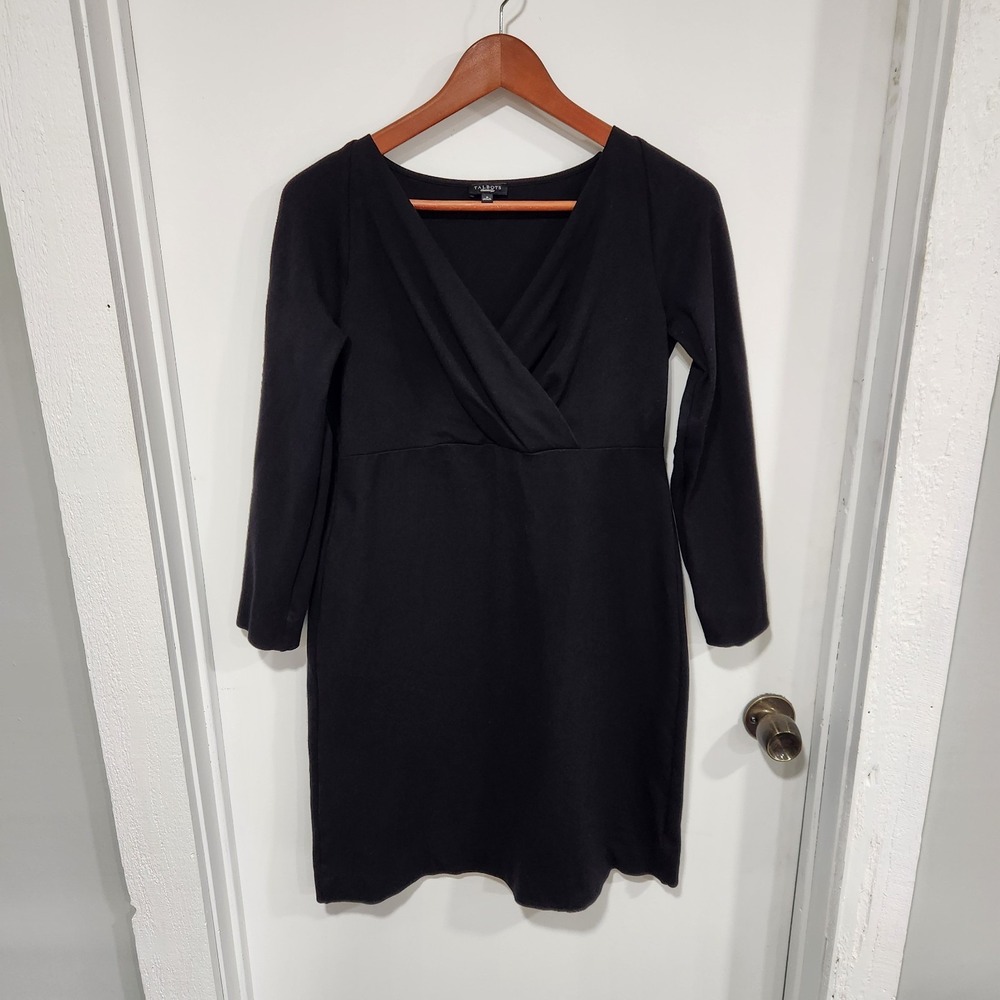 Talbot's Ponte V-neck Crossover Little Black Dress, Size 6
